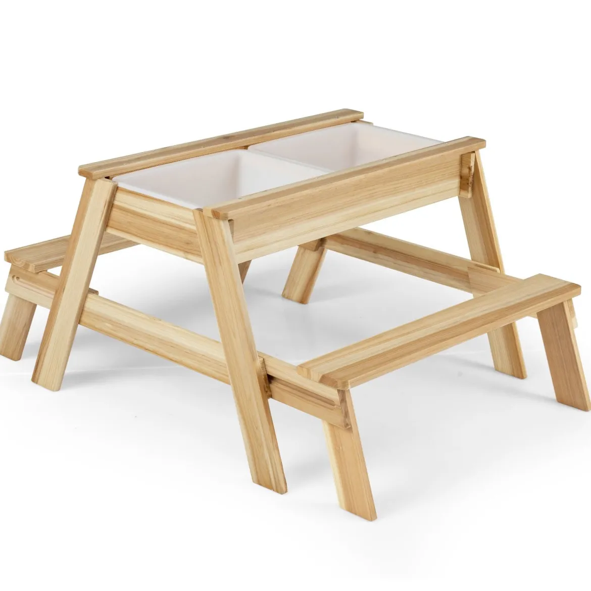 4 in 1 Kinder Kindersitzgruppe mit Abnehmbarem Deckel & 2 Aufbewahrungsboxen Holz Spieltisch