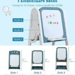 2 in 1 Kinder-Kunststaffelei Doppelseitige Magnetische Tafel Blau