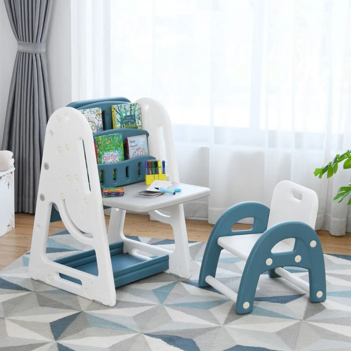 2 in 1 Kinder-Kunststaffelei Doppelseitige Magnetische Tafel Blau