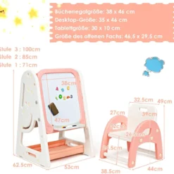 2 in 1 Kinder-Kunststaffelei Doppelseitige Magnetische Tafel und Kinderbuchständer Orange