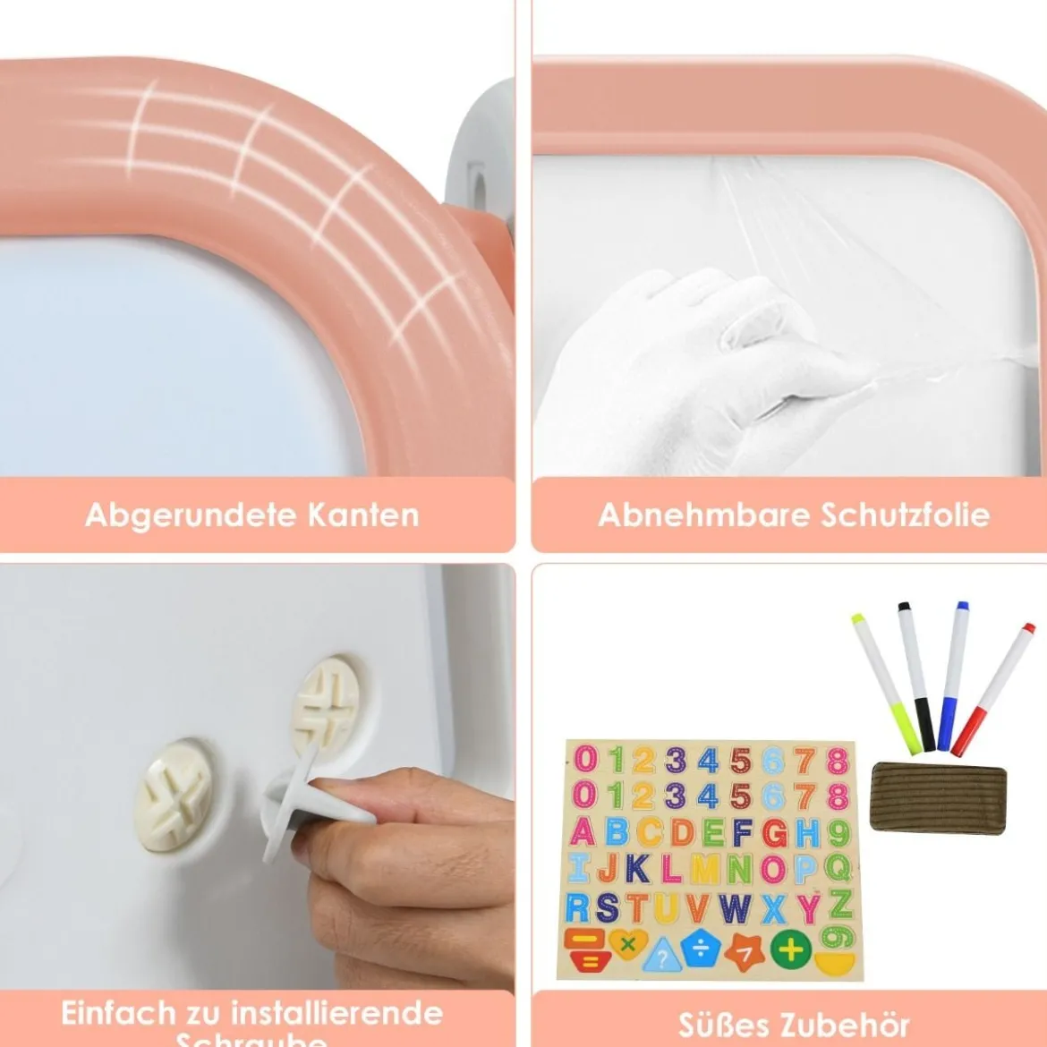 2 in 1 Kinder-Kunststaffelei Doppelseitige Magnetische Tafel und Kinderbuchständer Orange