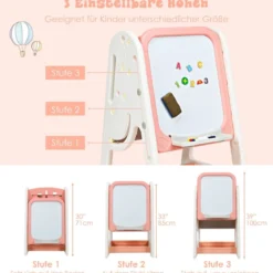 2 in 1 Kinder-Kunststaffelei Doppelseitige Magnetische Tafel und Kinderbuchständer Orange