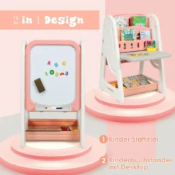2 in 1 Kinder-Kunststaffelei Doppelseitige Magnetische Tafel und Kinderbuchständer Orange