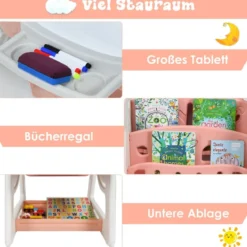 2 in 1 Kinder-Kunststaffelei Doppelseitige Magnetische Tafel und Kinderbuchständer Orange
