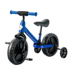 4 in 1 Kinder Laufrad & Balance Bike mit verstellbarem Lenker und Stützrädern für 2-6-jährige Kinder Blau
