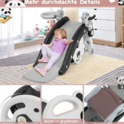 5 in 1 Kinder Rutsche Schaukelpferd Kinderrutsche mit Basketball