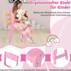 2 in 1 Kinder Schminktisch mit Abnehmbarem Spiegel & Aufbewahrungsboxen Frisiertisch