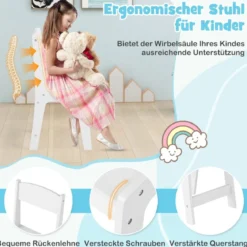2 in 1 Kinder Schminktisch mit Abnehmbarem Spiegel & Aufbewahrungsboxen Frisiertisch