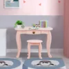 2 in 1 Kinder Schminktisch mit Hocker & Abnehmbarer Spiegel Mädchen Frisiertisch