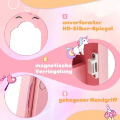 2 in 1 Kinder Schmuckschrank mit Ganzkörperspiegel & Schublade Spiegelschrank