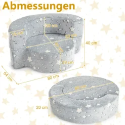 2 in 1 Kindersofa im Dunkeln Leuchtend mit Abnehmbarem Bezug Spielsofa Kindercouch
