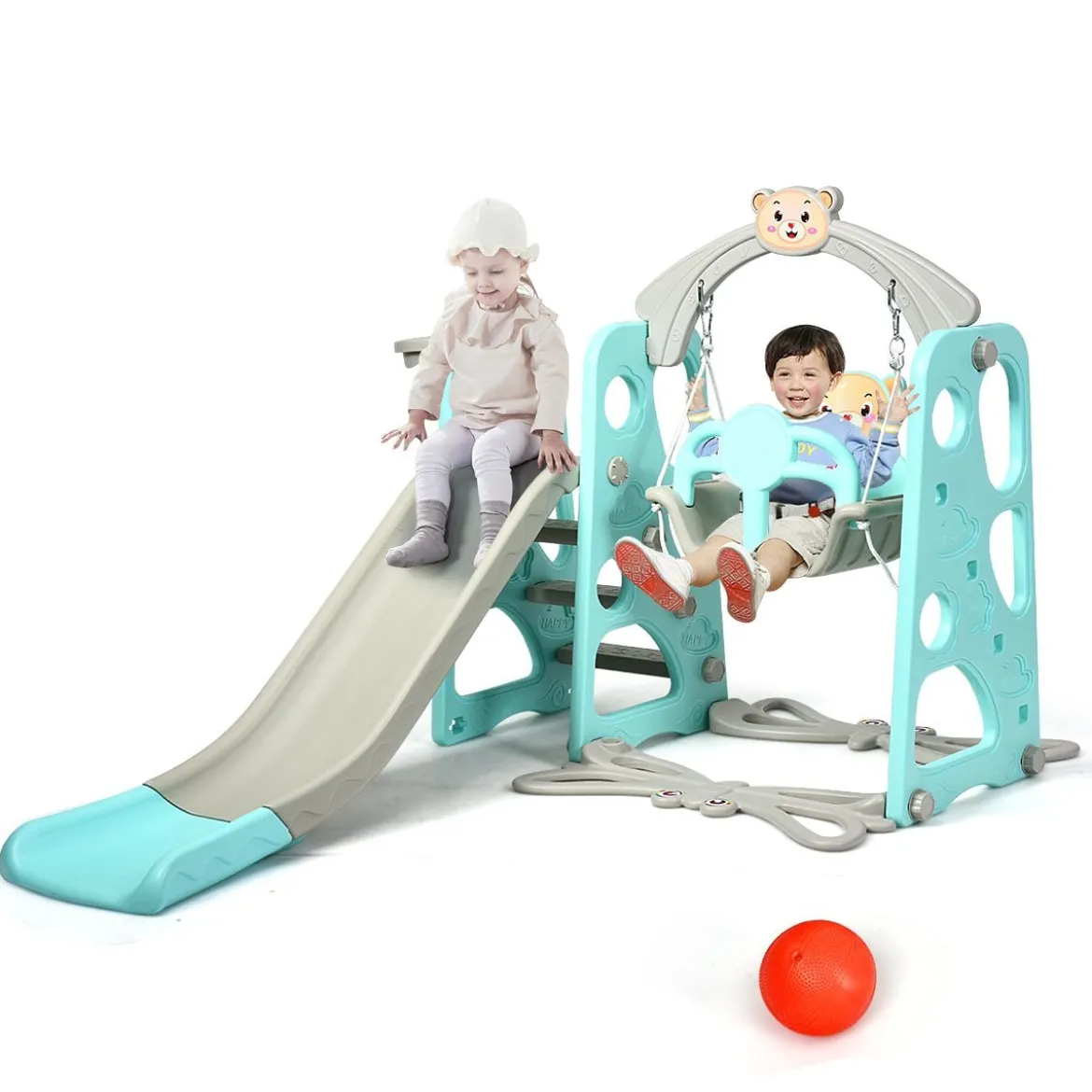 4 in 1 Kinder Spielplatz Kinder Rutsche & Schaukel Gartenschaukel Grün