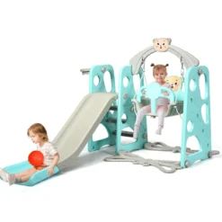 4 in 1 Kinder Spielplatz Kinder Rutsche & Schaukel Gartenschaukel Grün