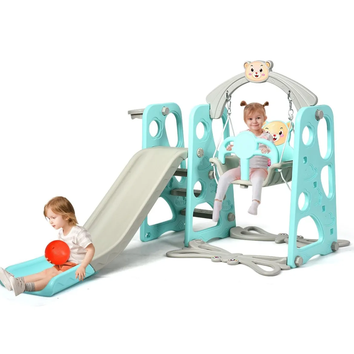 4 in 1 Kinder Spielplatz Kinder Rutsche & Schaukel Gartenschaukel Grün