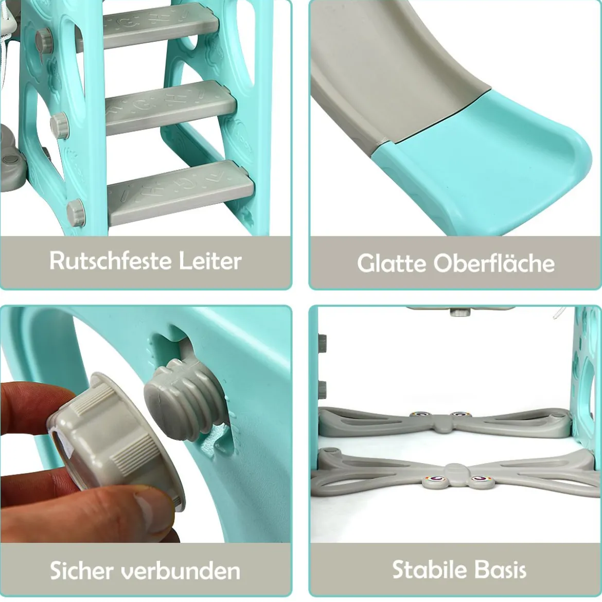 4 in 1 Kinder Spielplatz Kinder Rutsche & Schaukel Gartenschaukel Grün