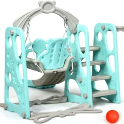 4 in 1 Kinder Spielplatz Kinder Rutsche & Schaukel Gartenschaukel Grün