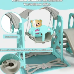 4 in 1 Kinder Spielplatz Kinder Rutsche & Schaukel Gartenschaukel Grün