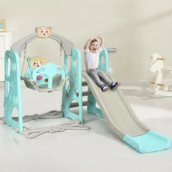 4 in 1 Kinder Spielplatz Kinder Rutsche & Schaukel Gartenschaukel Grün