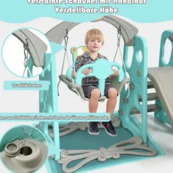 4 in 1 Kinder Spielplatz Kinder Rutsche & Schaukel Gartenschaukel Grün