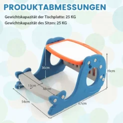 4 in 1 Kinder Staffelei in Walform mit Bank & doppelseitiger Tischplatte & Whiteboard