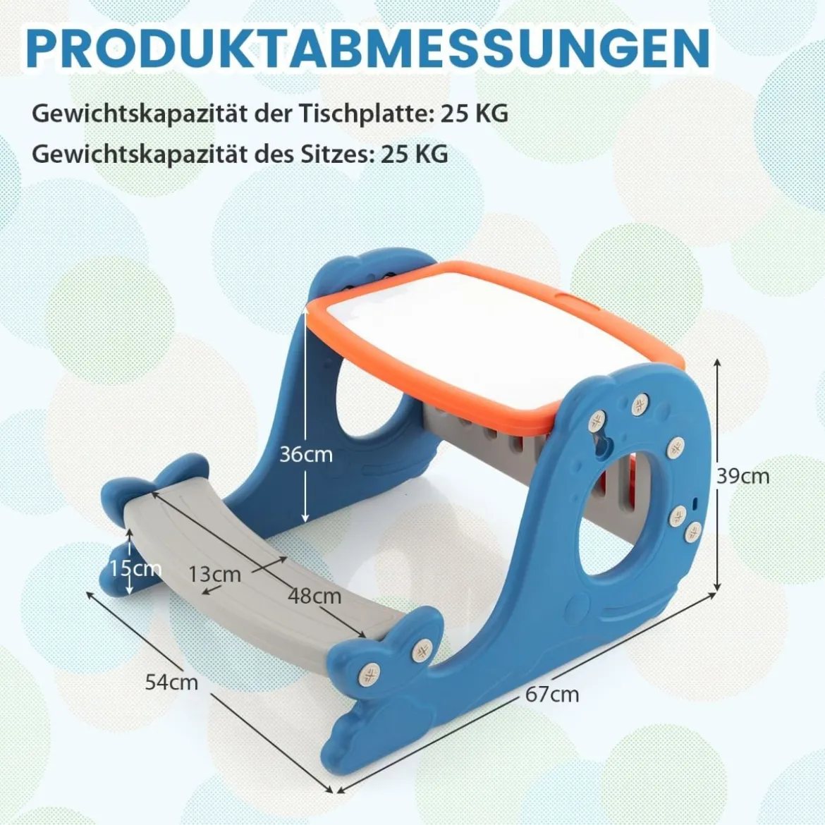 4 in 1 Kinder Staffelei in Walform mit Bank & doppelseitiger Tischplatte & Whiteboard