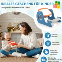 4 in 1 Kinder Staffelei in Walform mit Bank & doppelseitiger Tischplatte & Whiteboard