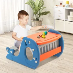 4 in 1 Kinder Staffelei in Walform mit Bank & doppelseitiger Tischplatte & Whiteboard