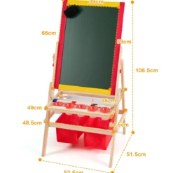 3 in 1 Kinder Staffelei Kindertafel doppelseitig Whiteboard & Kreidetafel 52,5x51,5x106,5 cm