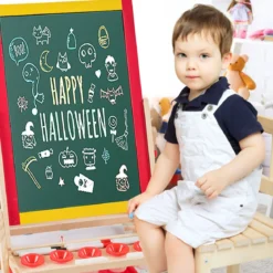3 in 1 Kinder Staffelei Kindertafel doppelseitig Whiteboard & Kreidetafel 52,5x51,5x106,5 cm