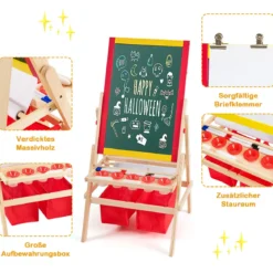 3 in 1 Kinder Staffelei Kindertafel doppelseitig Whiteboard & Kreidetafel 52,5x51,5x106,5 cm