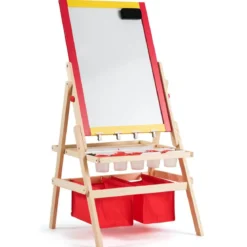 3 in 1 Kinder Staffelei Kindertafel doppelseitig Whiteboard & Kreidetafel 52,5x51,5x106,5 cm