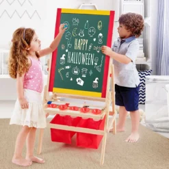 3 in 1 Kinder Staffelei Kindertafel doppelseitig Whiteboard & Kreidetafel 52,5x51,5x106,5 cm