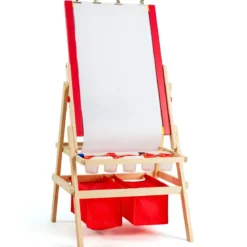 3 in 1 Kinder Staffelei Kindertafel doppelseitig Whiteboard & Kreidetafel 52,5x51,5x106,5 cm