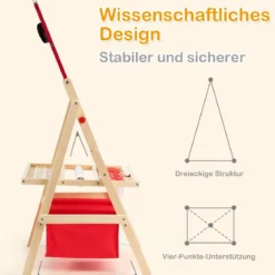 3 in 1 Kinder Staffelei Kindertafel doppelseitig Whiteboard & Kreidetafel 52,5x51,5x106,5 cm