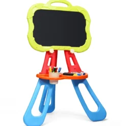 3 in 1 Kinder Staffelei Kindertafel doppelseitig Standtafel magnetisch Zeichentafel Whiteboard & Tafel mit Malzubehör und Ablagefach