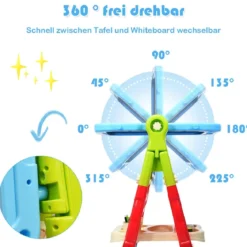 2 in 1 Kinder Staffelei Kunststaffelei doppelseitig mit Kreidetafel & Whiteboard 61 x 45 x 109 cm Blau