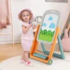 2 in 1 Kinder Staffelei mit Hocker & höhen- und neigungsverstellbarer Tischplatte Orange