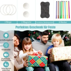 2 in 1 Kinder Staffelei mit 3-stufig Verstellbarem Whiteboard & Malzubehör Blau + Gelb