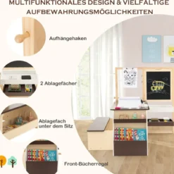 6 in 1 Kinder Staffelei Set Standtafel aus Holz mit doppelseitiger Kreidetafel