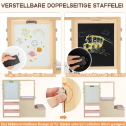 6 in 1 Kinder Staffelei Set Standtafel aus Holz mit doppelseitiger Kreidetafel
