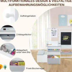 6 in 1 Kinder Staffelei Set Standtafel aus Holz mit doppelseitiger Kreidetafel