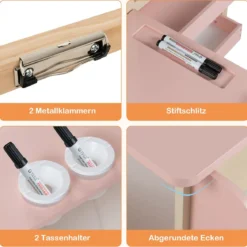 6 in 1 Kinder Staffelei Set Standtafel aus Holz mit doppelseitiger Kreidetafel