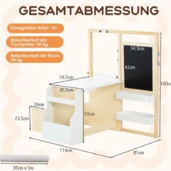 6 in 1 Kinder Staffelei Set Standtafel aus Holz mit doppelseitiger Kreidetafel