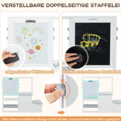 6 in 1 Kinder Staffelei Set Standtafel aus Holz mit doppelseitiger Kreidetafel