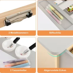 6 in 1 Kinder Staffelei Set Standtafel aus Holz mit doppelseitiger Kreidetafel