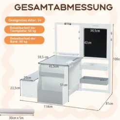6 in 1 Kinder Staffelei Set Standtafel aus Holz mit doppelseitiger Kreidetafel