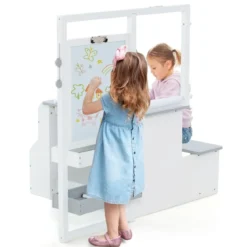 6 in 1 Kinder Staffelei Set Standtafel aus Holz mit doppelseitiger Kreidetafel