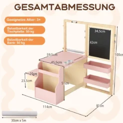 6 in 1 Kinder Staffelei Set Standtafel aus Holz mit doppelseitiger Kreidetafel