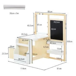 6 in 1 Kinder Staffelei Set Standtafel aus Holz mit doppelseitiger Kreidetafel
