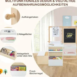 6 in 1 Kinder Staffelei Set Standtafel aus Holz mit doppelseitiger Kreidetafel